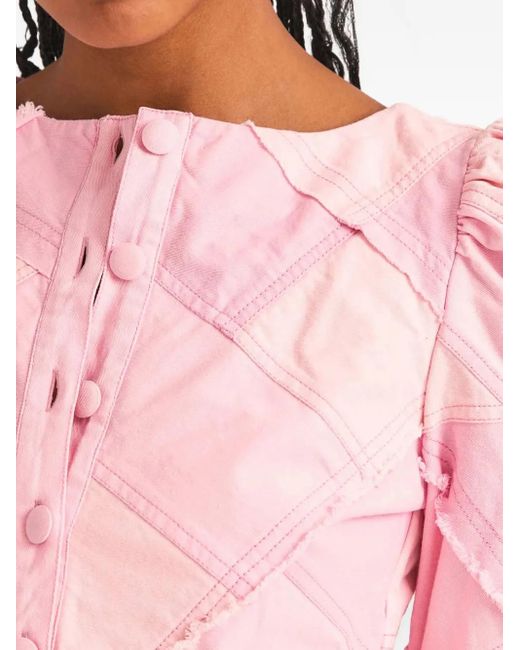 LoveShackFancy Pink Geknöpfte Eleora Cropped-Jacke