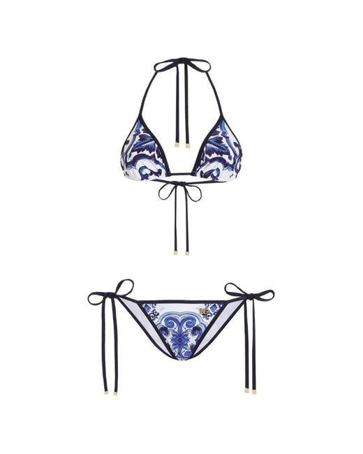 Dolce & Gabbana Blue Majolica-Print Bikini