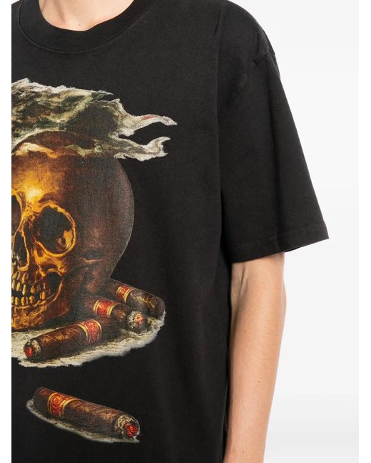 Melt Black Skull-Print T-Shirt for men