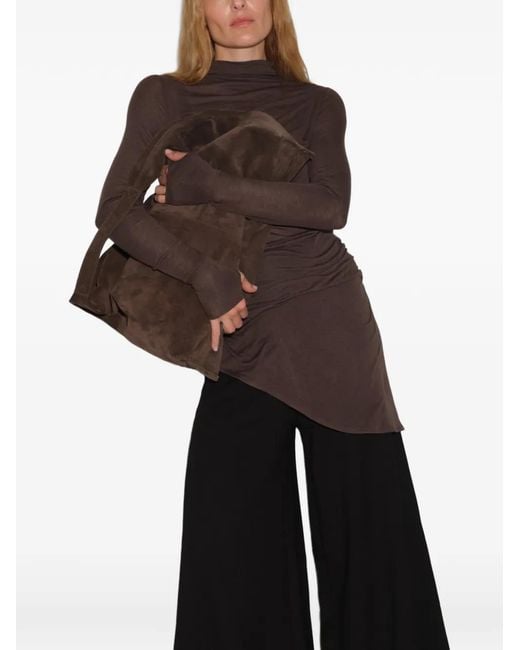 MARCELLA Brown Arden Asymmetric Pleated Top