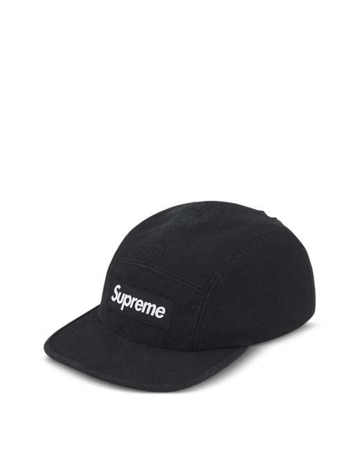 Supreme Black Logo-Patch Baseball Cap for men