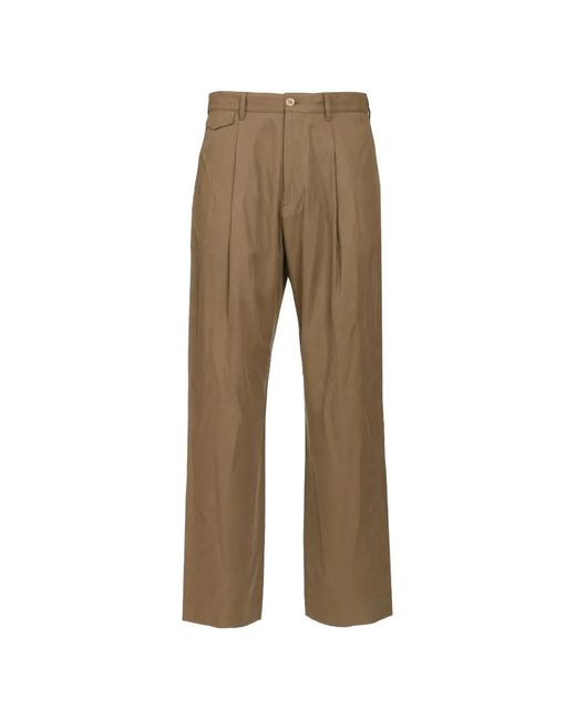 Paul Smith Natural Pleated Straight-Leg Trousers for men