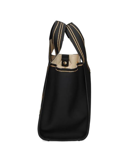 Love Moschino Black Logo-Plaque Stitched Tote Bag