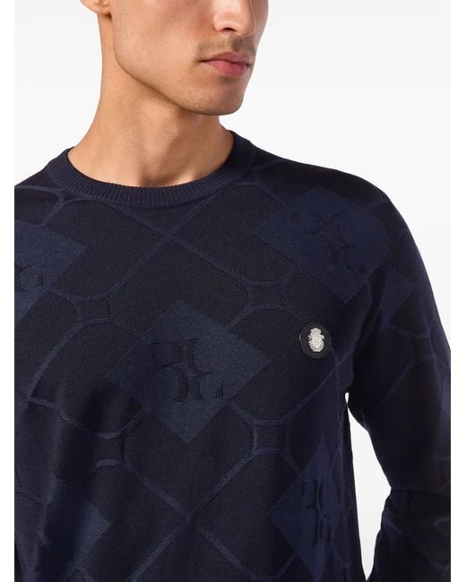 Billionaire Blue Intarsia-Knit Jumper for men