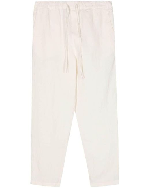 120% Lino White Tapered-leg Linen Trousers for men