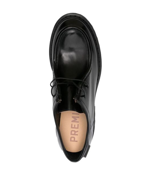 Premiata Black Leather Derby Shoes for men