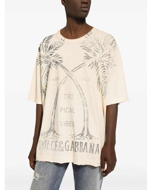 T-shirt con stampa di Dolce & Gabbana in Natural da Uomo