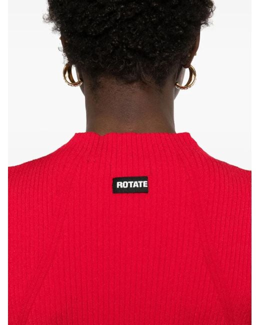 ROTATE BIRGER CHRISTENSEN Red Ribbed-Knit Midi Dress