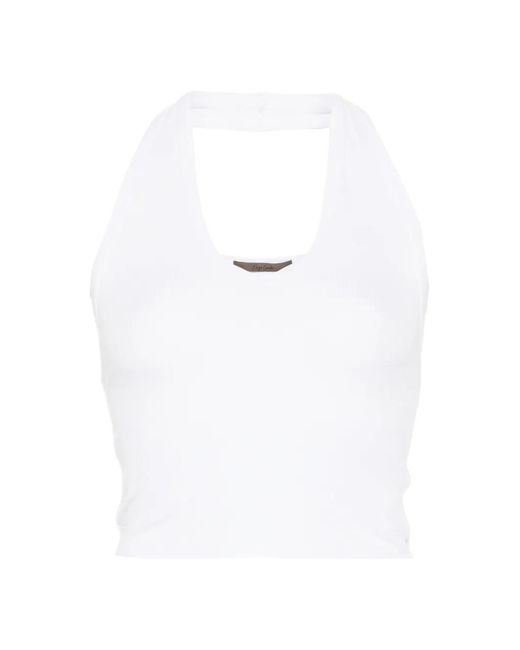 Enza Costa Geribbelde Haltertop in het White