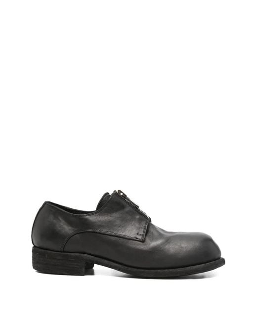 Guidi Black Derbies À Fermeture Zippée