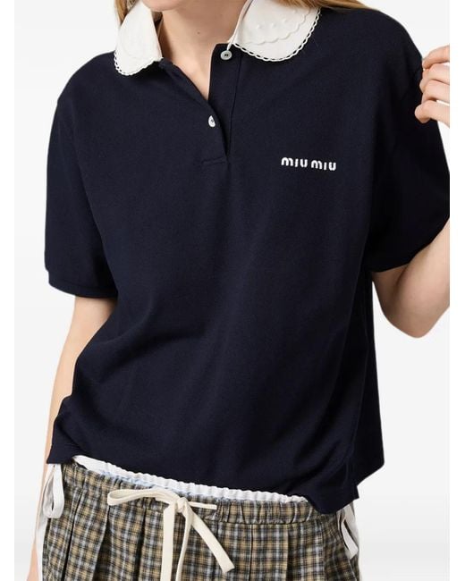 Miu Miu Blue Piqué Polo Shirt
