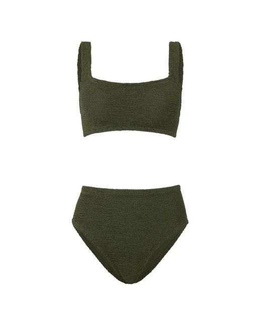 Hunza G Green Patricia Crinkle-Effect Bikini