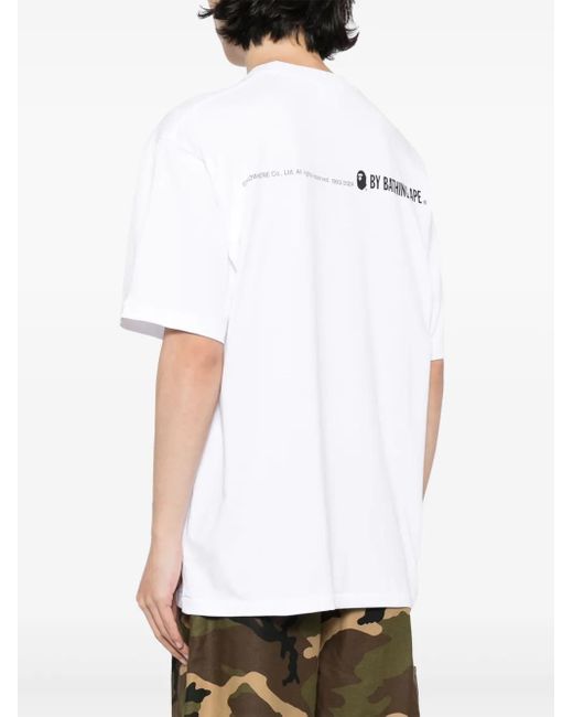 A Bathing Ape White Logo-Print Cotton T-Shirt for men