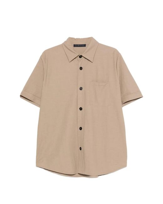 Harris Wharf London Natural Summer Button Short-Sleeve Shirt for men