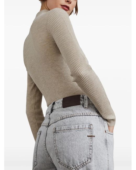 Brunello Cucinelli Gray Denim Straight Pants With 'Shiny' Bartack