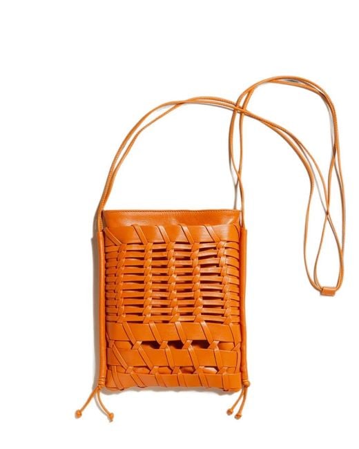 Hereu Orange Trena Woven-Pocket Cross Body Bag