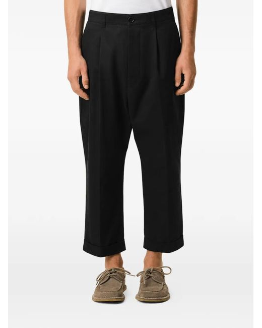 AMI Black Carrot Oversized Cotton Trousers for men