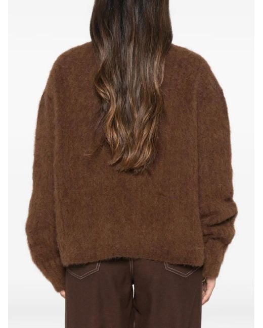 Uma Wang Brown Brushed V-Neck Sweater