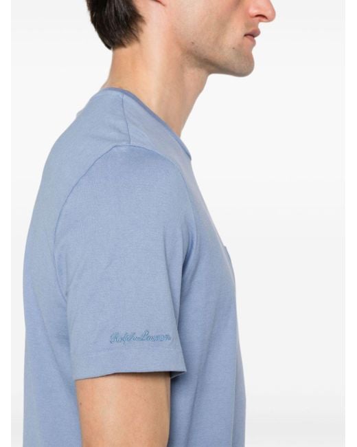 Ralph Lauren Purple Label Katoenen T-shirt Met Borstzak in het Blue voor heren