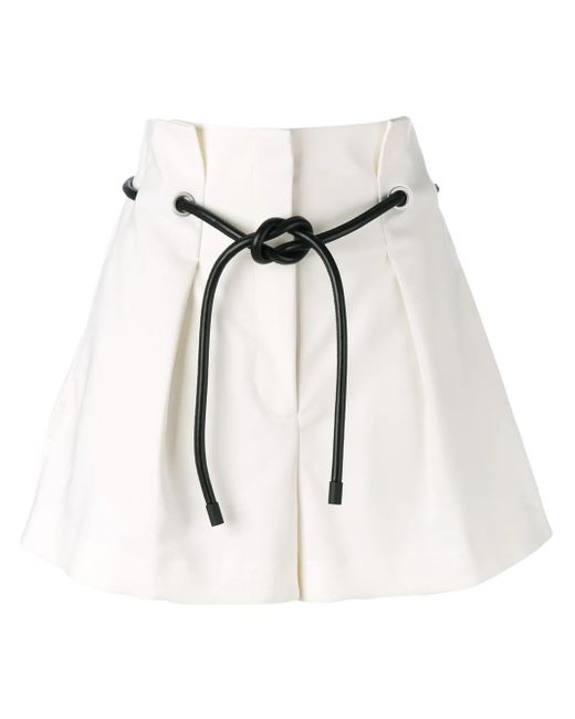 3.1 Phillip Lim White Paperbag-Waist Mini Shorts