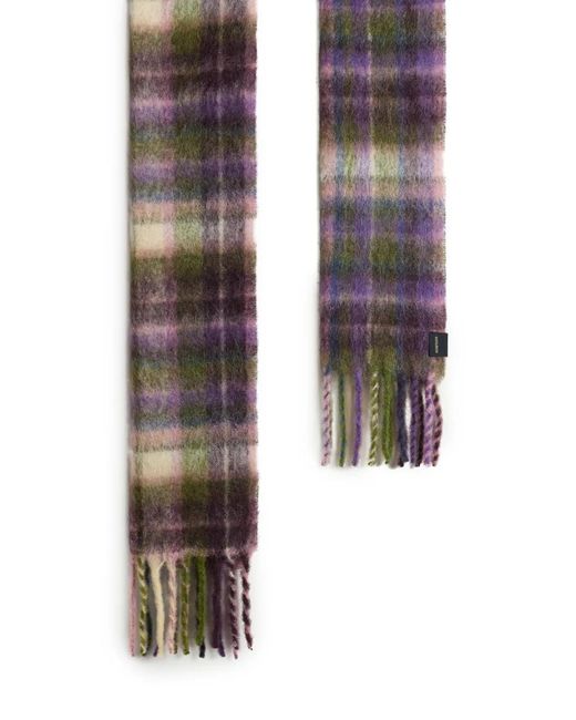 Woolrich Purple Check-Pattern Scarf