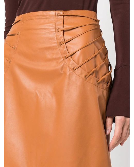 Rochas Orange Pencil Midi Skirt