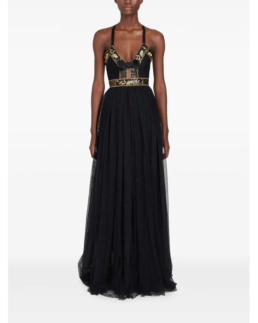 Giambattista Valli Black Tulle Beaded Bow Gown