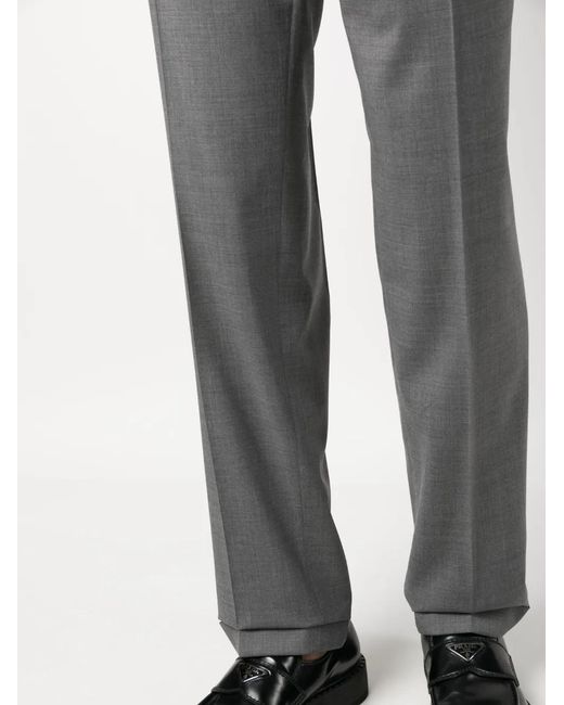 Canali Gray Straight-Leg Wool Tailored Trousers for men