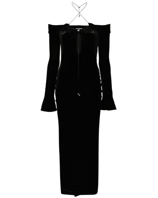 16Arlington Black Salm Velvet Midi Dress
