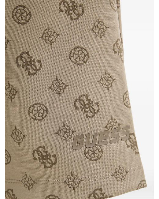 Guess Natural Monogram-Print Drawstring Shorts for men