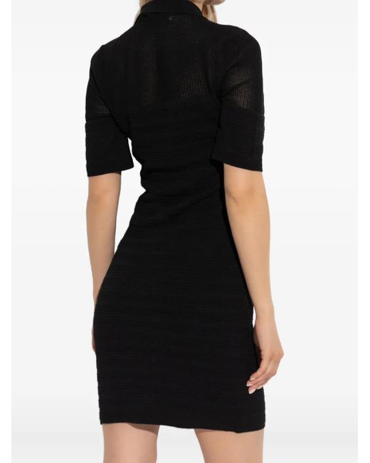 Gestuz Black Gzmagny Polo-Neck Ribbed Knit Mini Dress