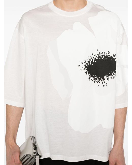 Valentino Garavani White Floral-stamp Cotton T-shirt for men