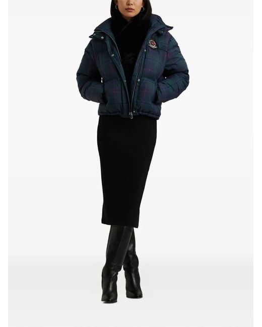 Ralph Lauren Blue Logo-Patch Puffer Jacket