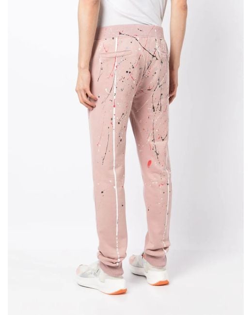 Haculla Pink Paint-Splatter Track Pants for men