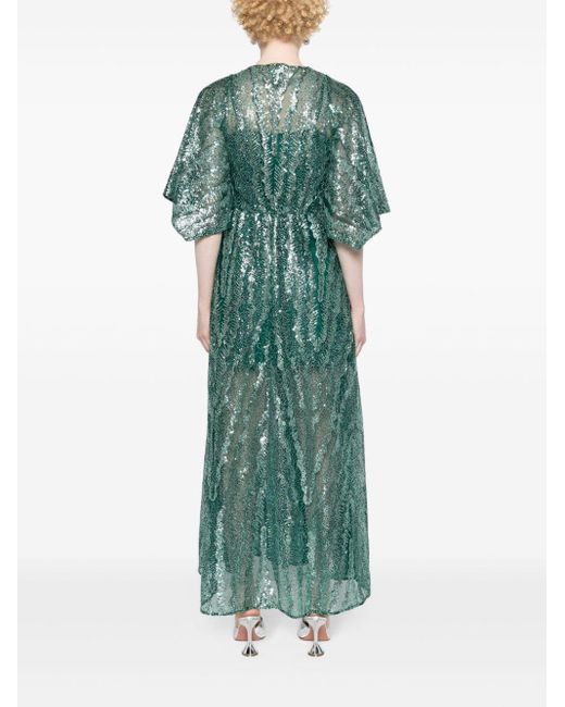 Maje Green Sequinned Maxi Dress