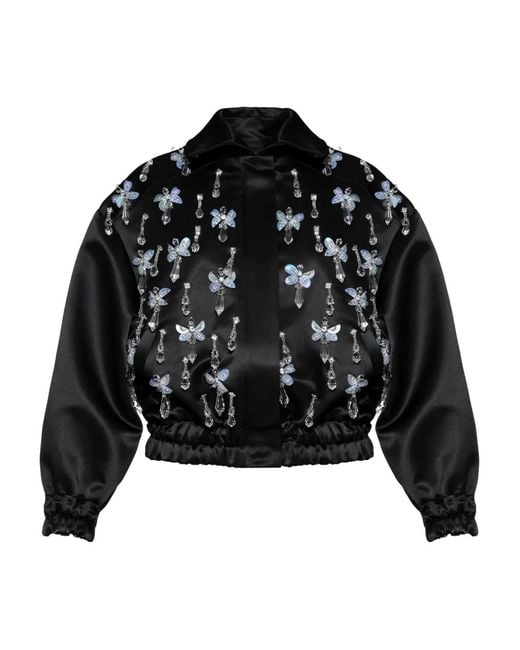 Anouki Black Crystal-Embellished Bomber Jacket
