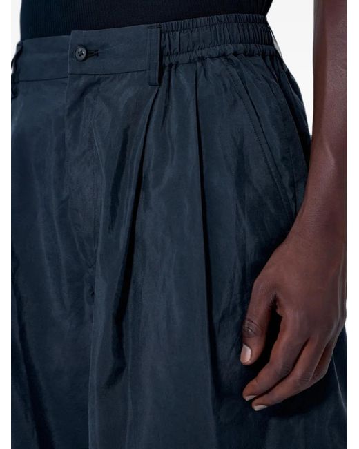 Ssstein Blue Pleated Elasticated-Waistband Shorts for men