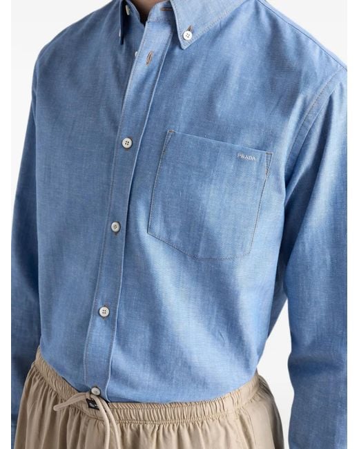 Prada Blue Chambray Shirt for men