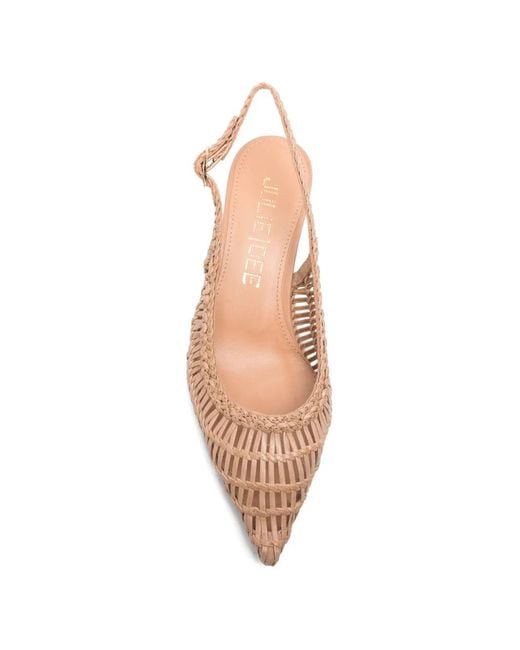 Julie Dee Pink Woven Slingback Pumps