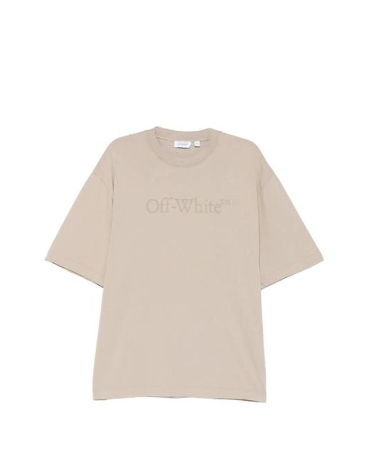 Off-White c/o Virgil Abloh Natural Big Bookish Skate Short Sleeve T-Shirt for men