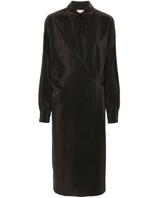Robe-chemise à ourlet asymétrique Lemaire en coloris Black