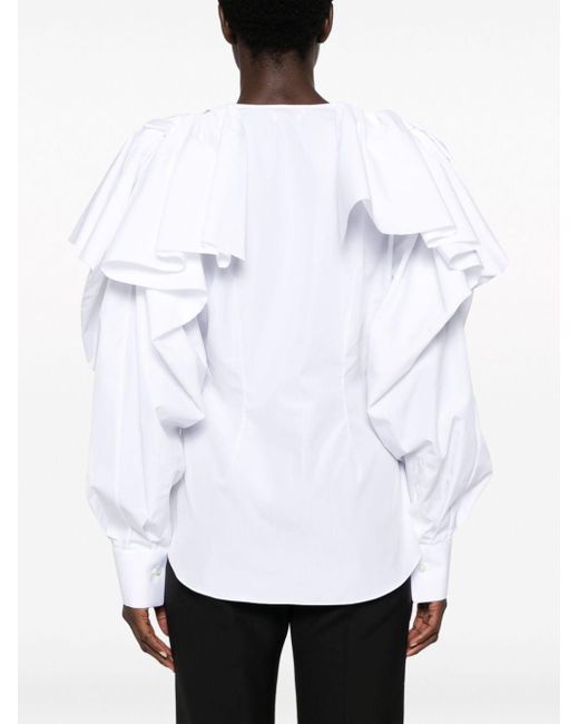 Alexander McQueen White Ruffled Cotton Shirt