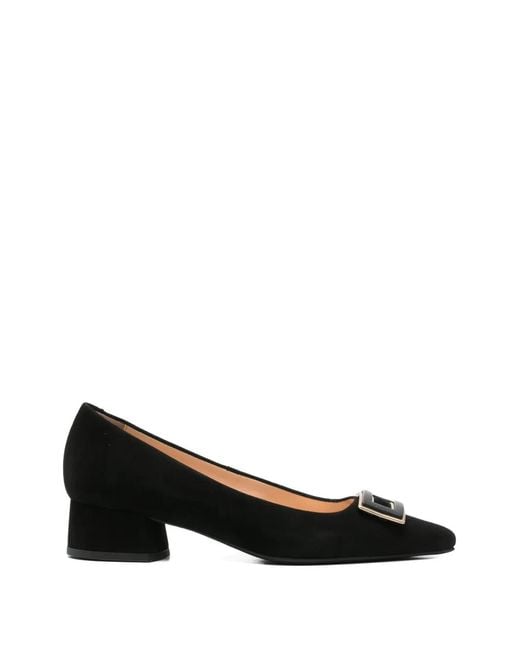 SERGIO MORETTI FIRENZE Black Buckle-Detail Pointed-Toe Pumps