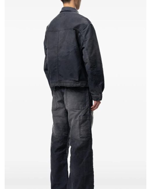 KAMIYA Blue Distressed Moleskin Jacket for men