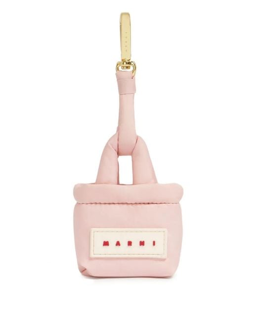 Marni Pink Stitching Padded Puff Keyring