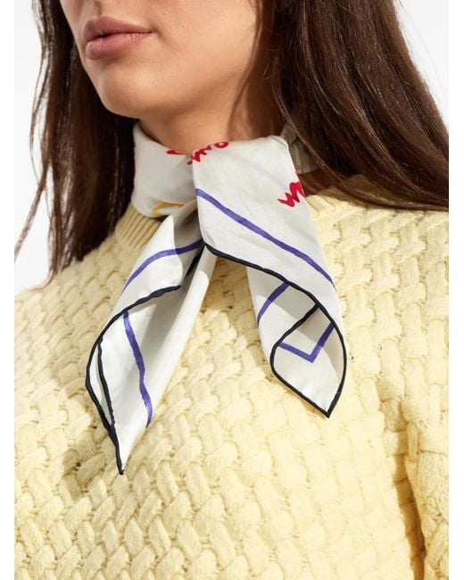 Givenchy White Logo-Print Silk Scarf