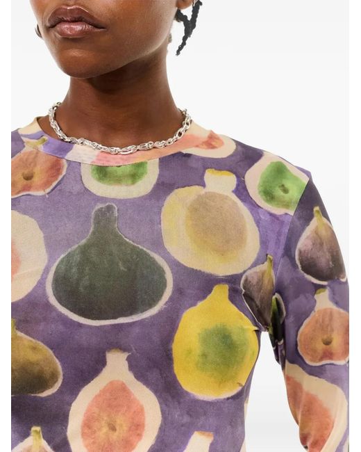 Carne Bollente White The Fig Dig Printed Long-Sleeve T-Shirt