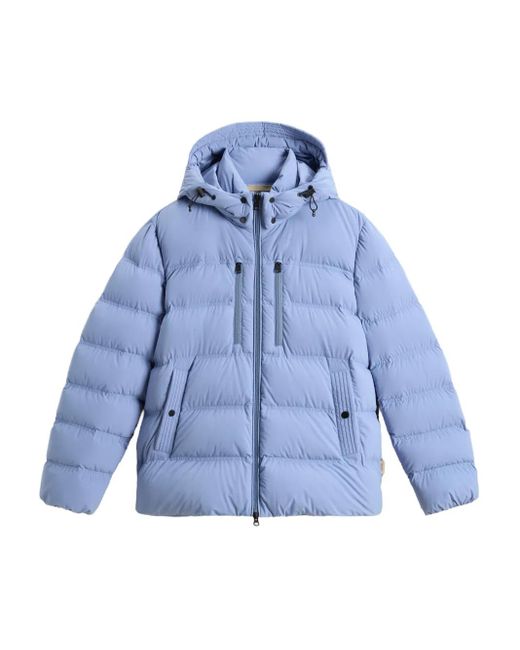 Woolrich Stretch Donsjack Met Capuchon in het Blue voor heren