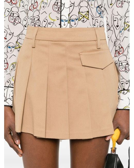 Blanca Vita Natural Pleated Mini Skirt