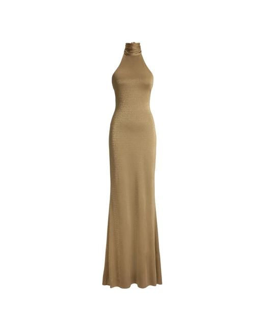 Ralph Lauren Natural Kelsie Metallic Jersey Maix Dress